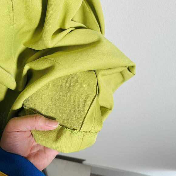 Vtg 60's MOD Go-Go Lime Green Poly Double Knit Dagger Collar Mini Dress Medium - Picture 11 of 16